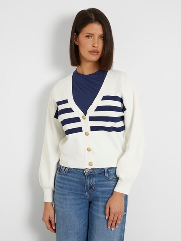 GUESS Knit Cardigan in White: front