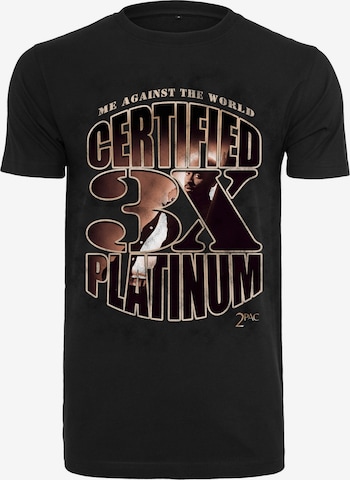 Mister Tee Regular Fit Shirt 'Tupac Me Against the World Platinium' in Schwarz: predná strana