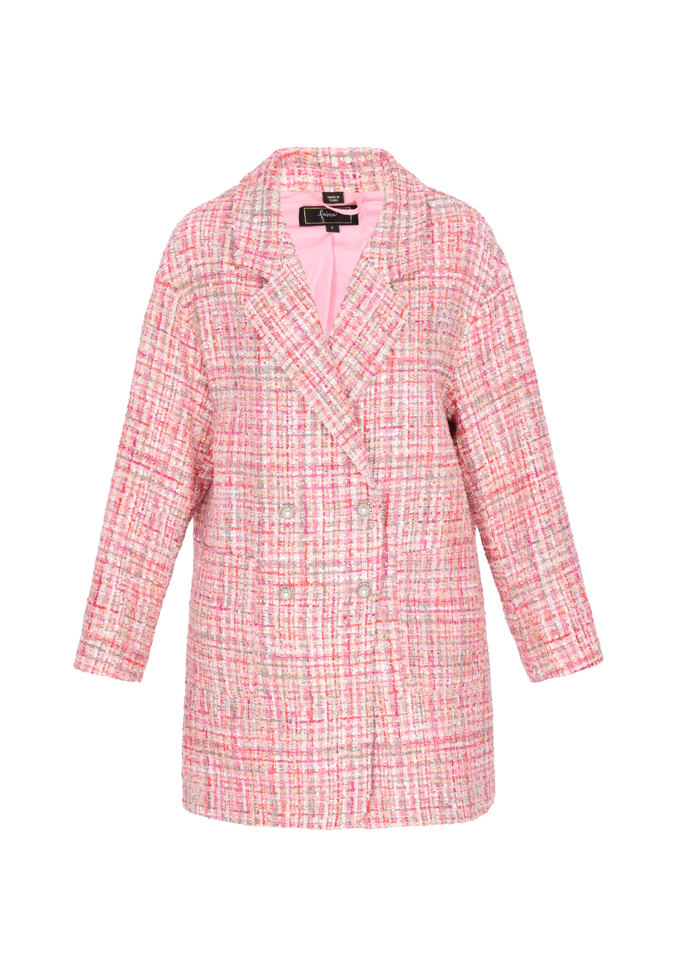 faina Between-seasons coat 'Festive' in Pink: front