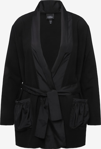 Ulla Popken Zip-Up Hoodie in Black: front