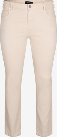 Zizzi Regular Jeans in Beige: voorkant