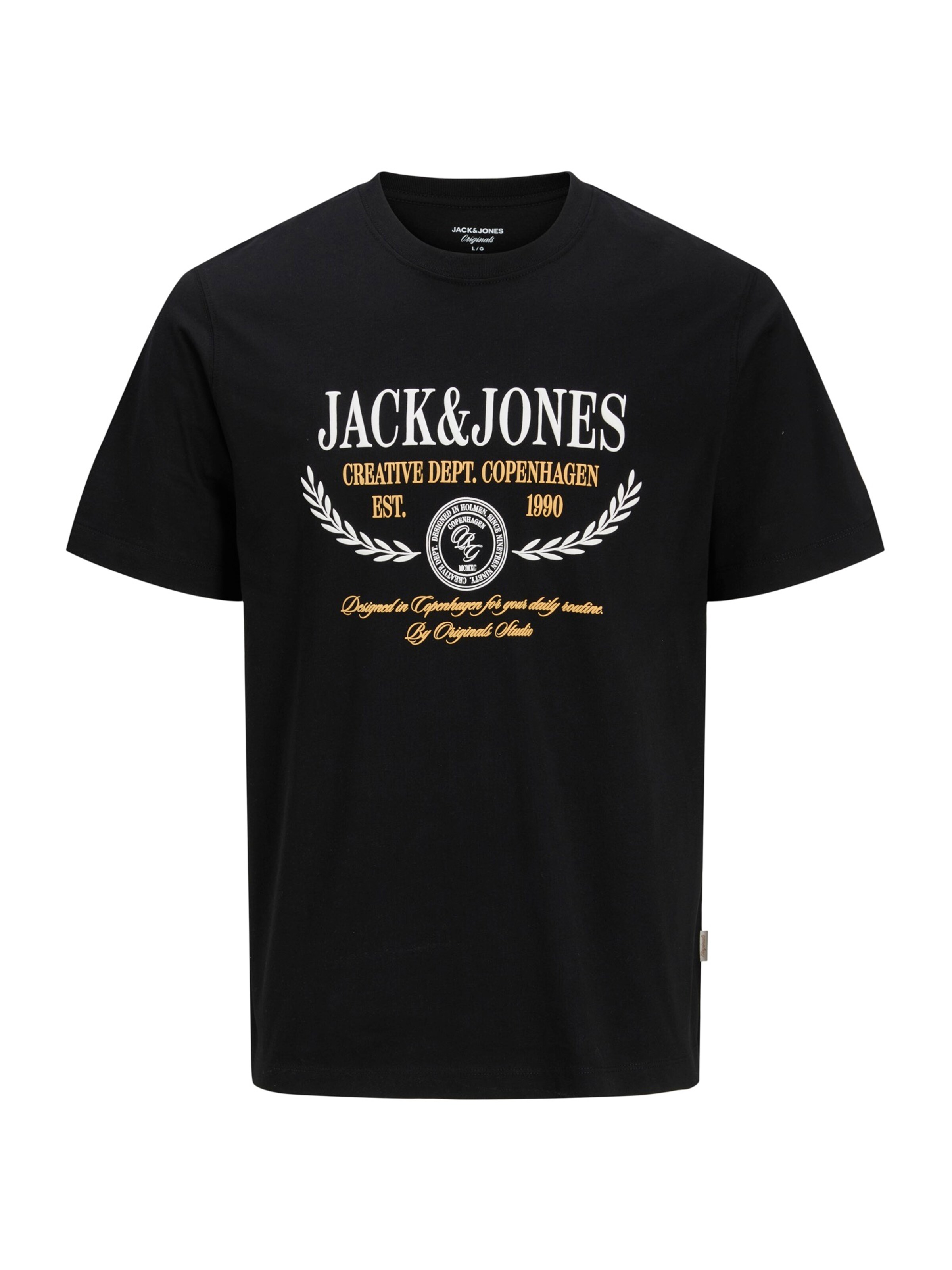 Jack & Jones Plus - Camiseta 'JJJorfrederiksberg PLS' en negro: frente