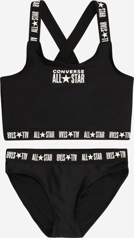 CONVERSE Bustier Bikini in Zwart: voorkant