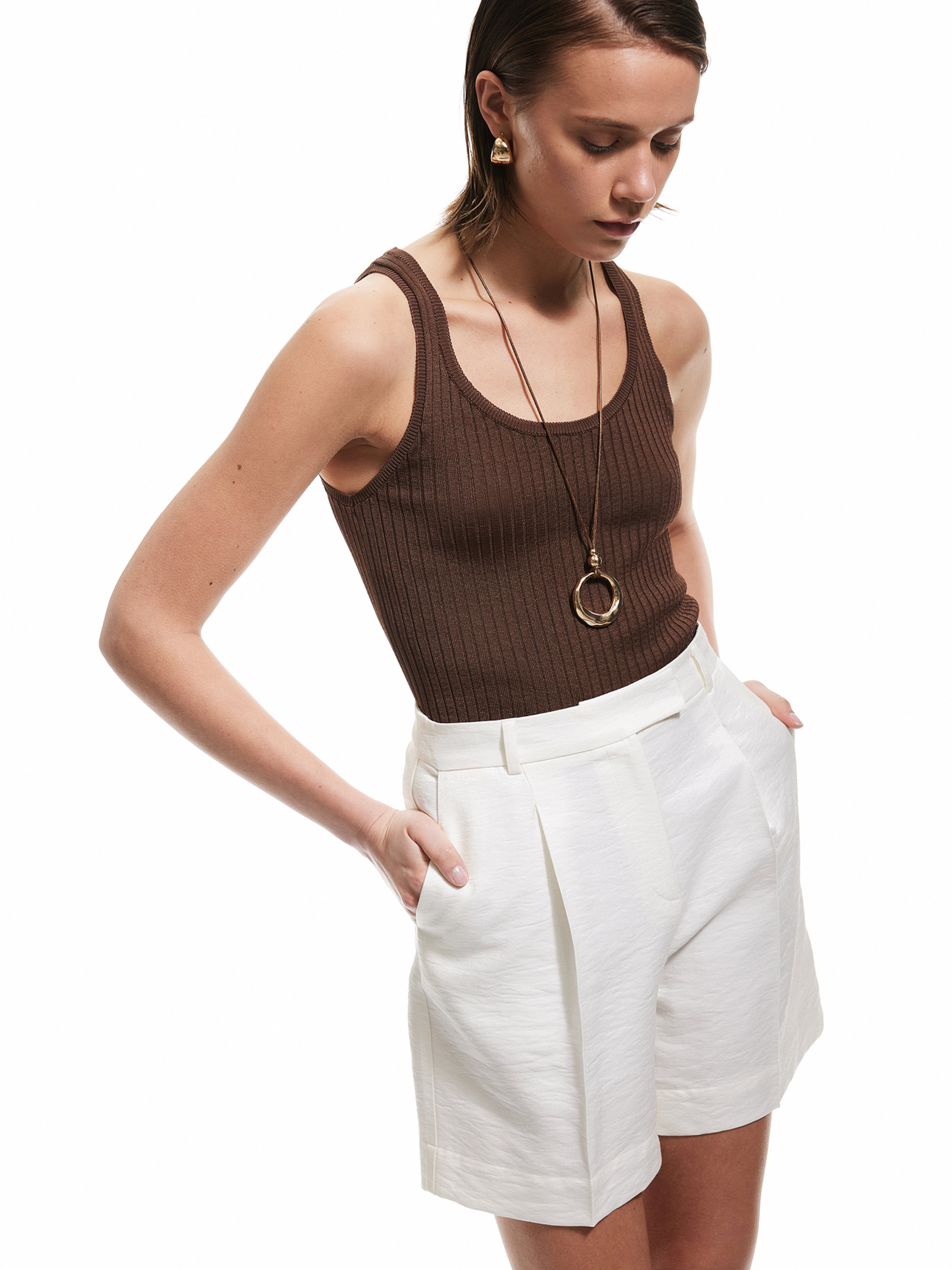Koton Loose fit Pleat-front trousers in White