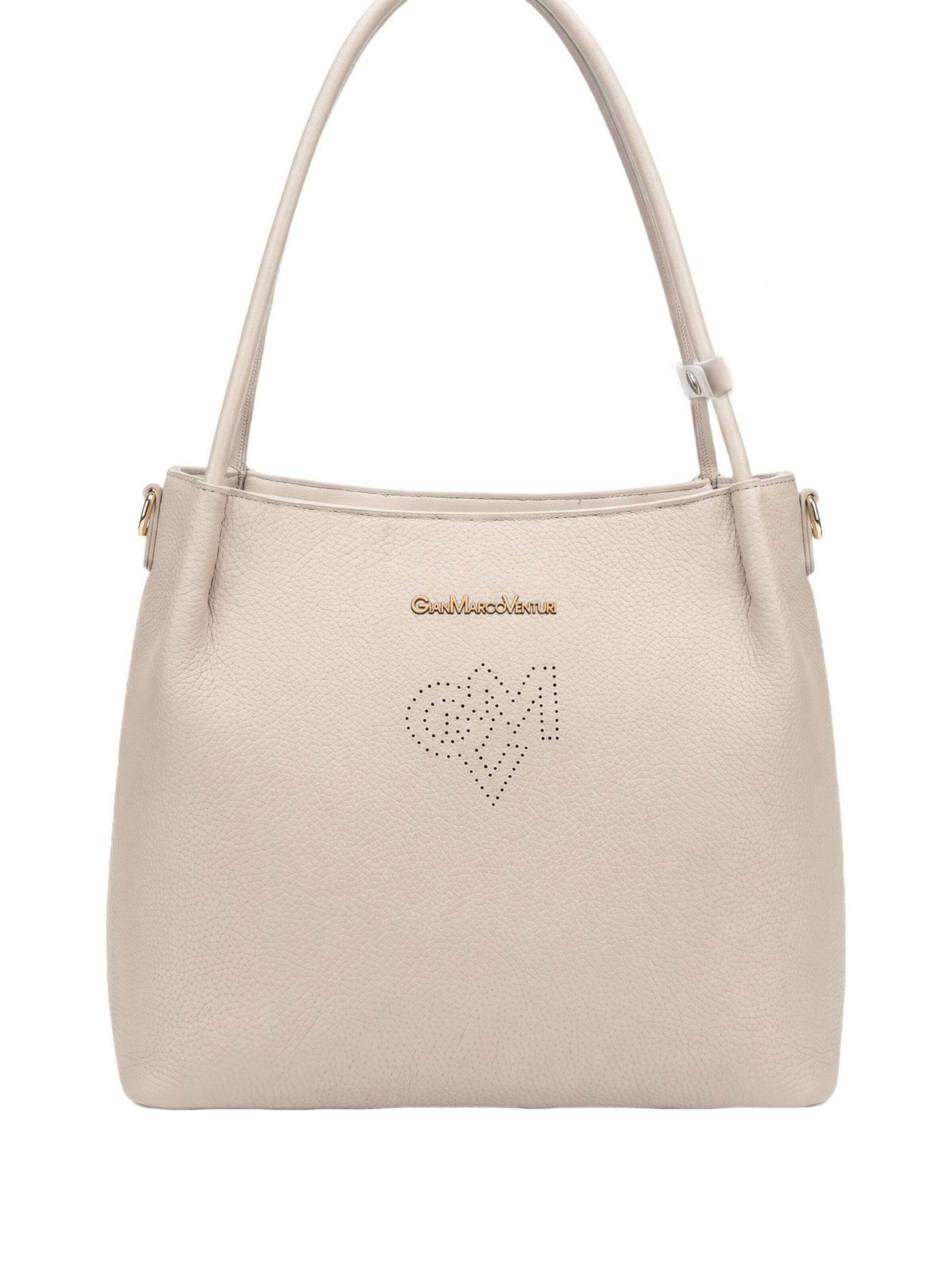 Borsa a spalla 'Borsa a Spalla Gianmarco Venturi PVC con Cuore Strass' di GianMarco Venturi in beige: frontale