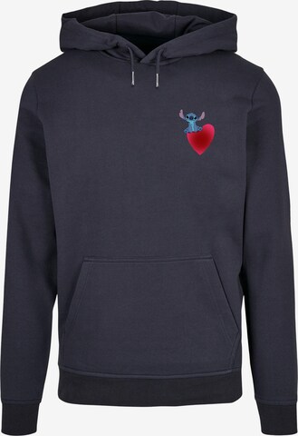 ABSOLUTE CULT Sweatshirt 'Lilo and Stitch - Sitting on Heart' in Blauw: voorkant