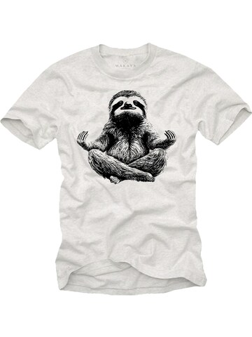 MAKAYA Shirt 'Meditation Sloth' in White: front