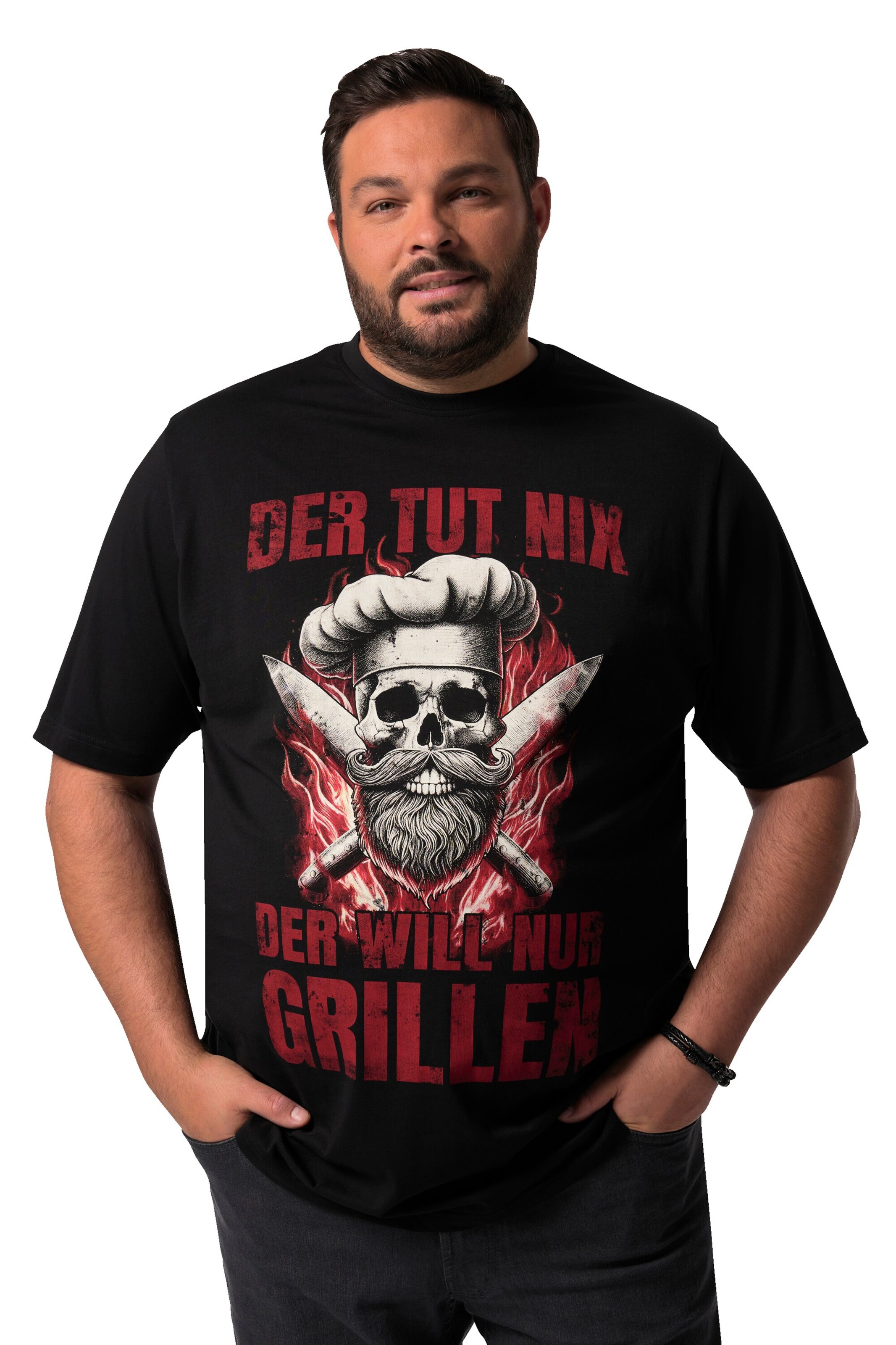 Men Plus Shirt in Black: front