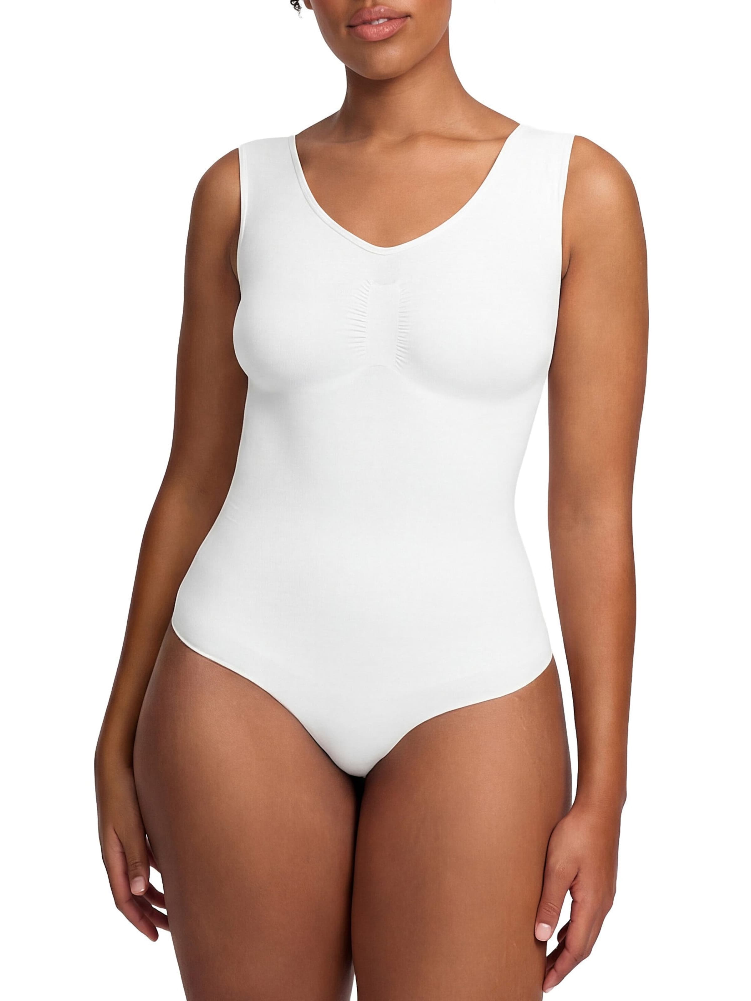 cfab (formerly creamy fabrics) - Body moldeador 'Tank Bodysuit Sculpting Shapewear mit Slip' en blanco: frente