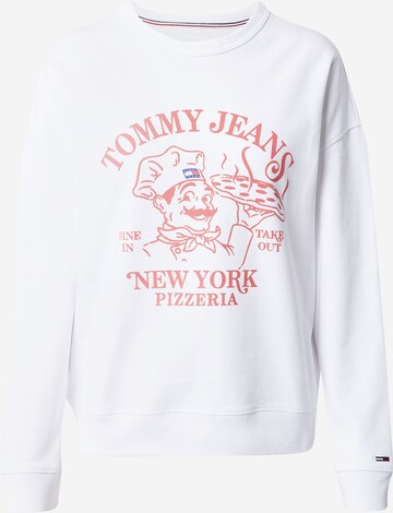 Tommy Jeans Sweatshirt 'Best Pizza' in Wit: voorkant