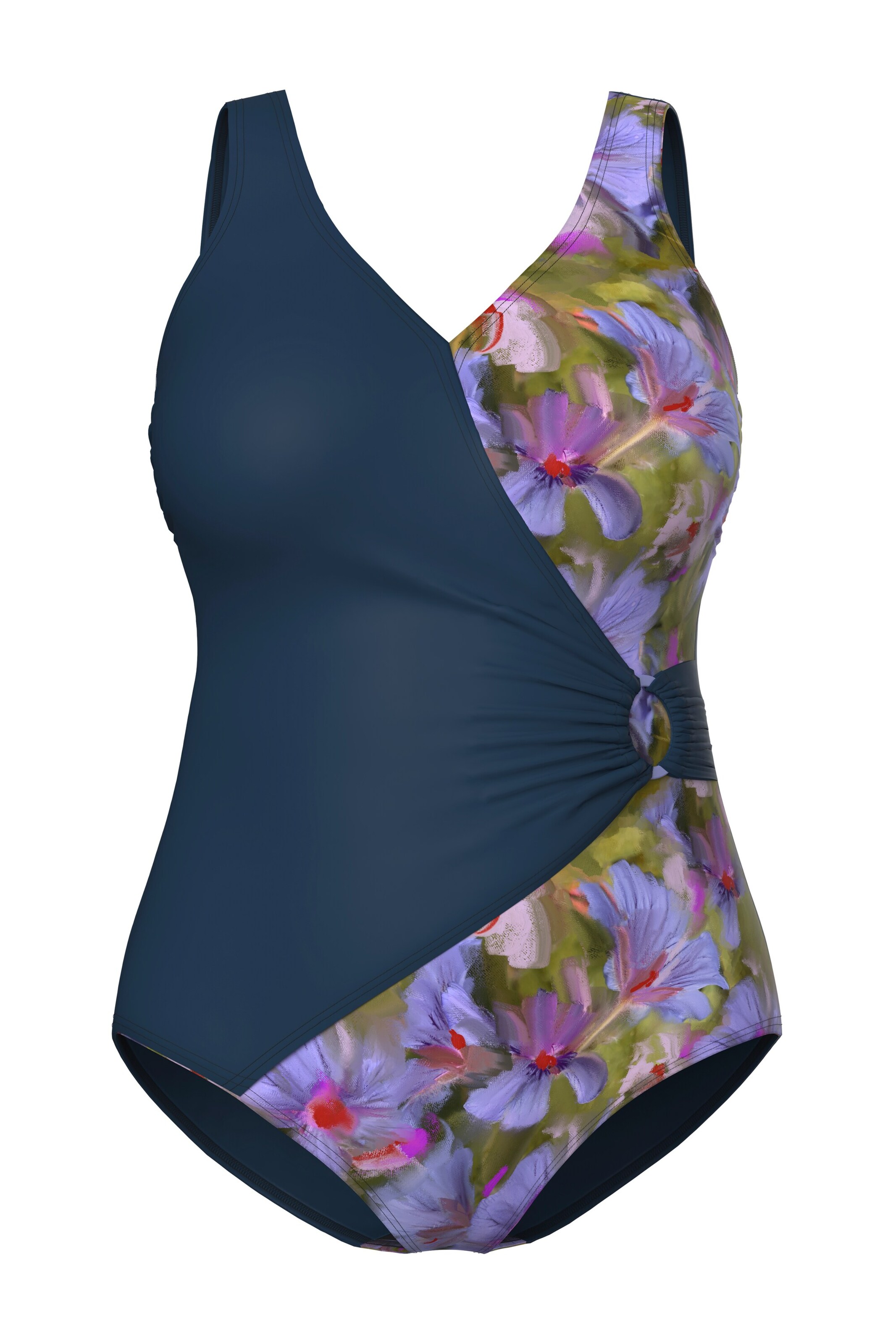 Ulla Popken Push-up Badeanzug in Blau: Vorderseite