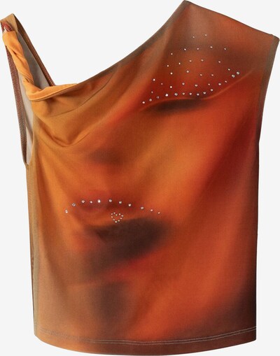 Bershka Top in braun / orange / dunkelorange / transparent, Produktansicht
