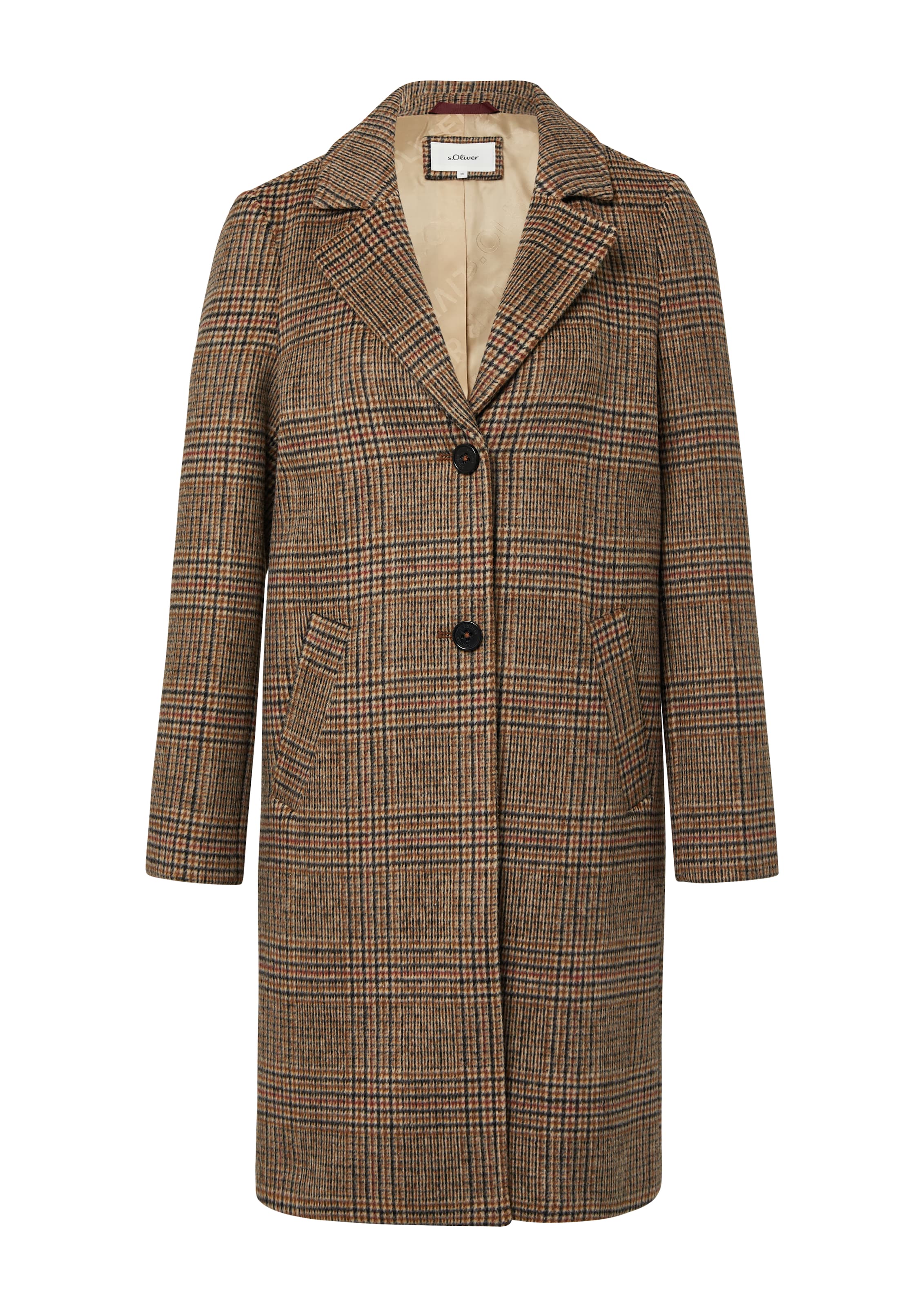 s.Oliver Prechodný kabát - béžová / svetlohnedá / sivá / červená, Produkt