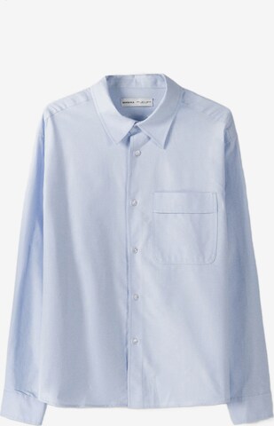 Bershka Comfort fit Button Up Shirt in Blue: front