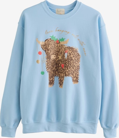 Next Sweatshirt in hellblau / braun / hellbraun / kiwi, Produktansicht