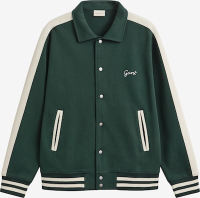 GANT Sweatjacke in S in creme / dunkelgrün, Produktansicht