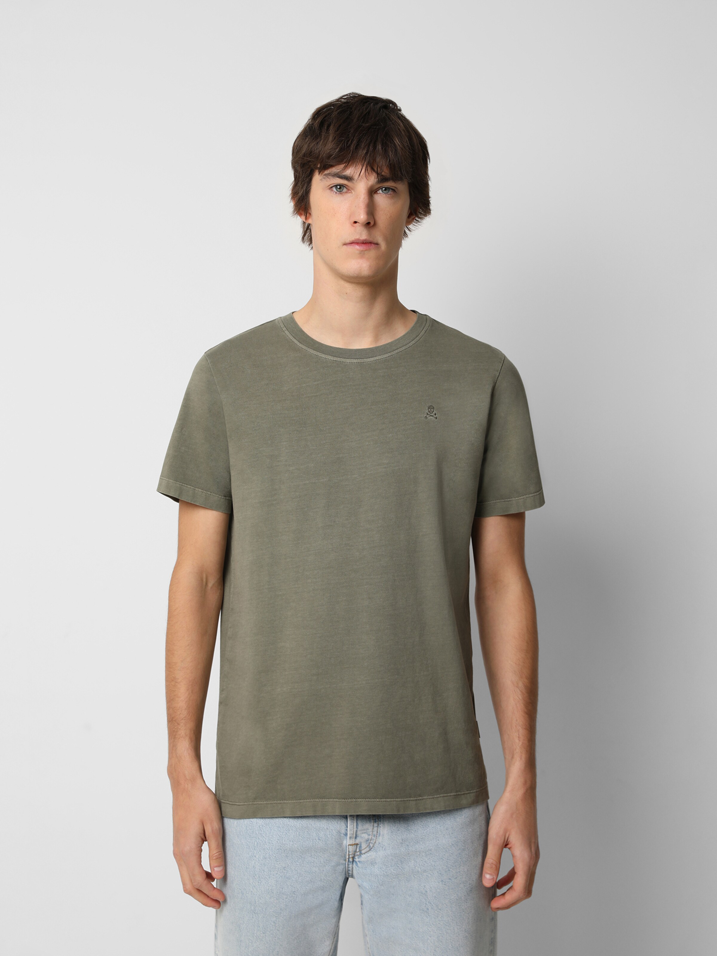 Männer Shirts Scalpers Shirt 'Skull Tee' in Schlammfarben - NE01785 Männer Shirts Scalpers Shirt 'Skull Tee' in Schlammfarben - NE01785