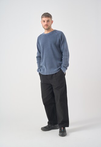 Cleptomanicx Sweater 'Boxy Crewneck Thermal' in Blue