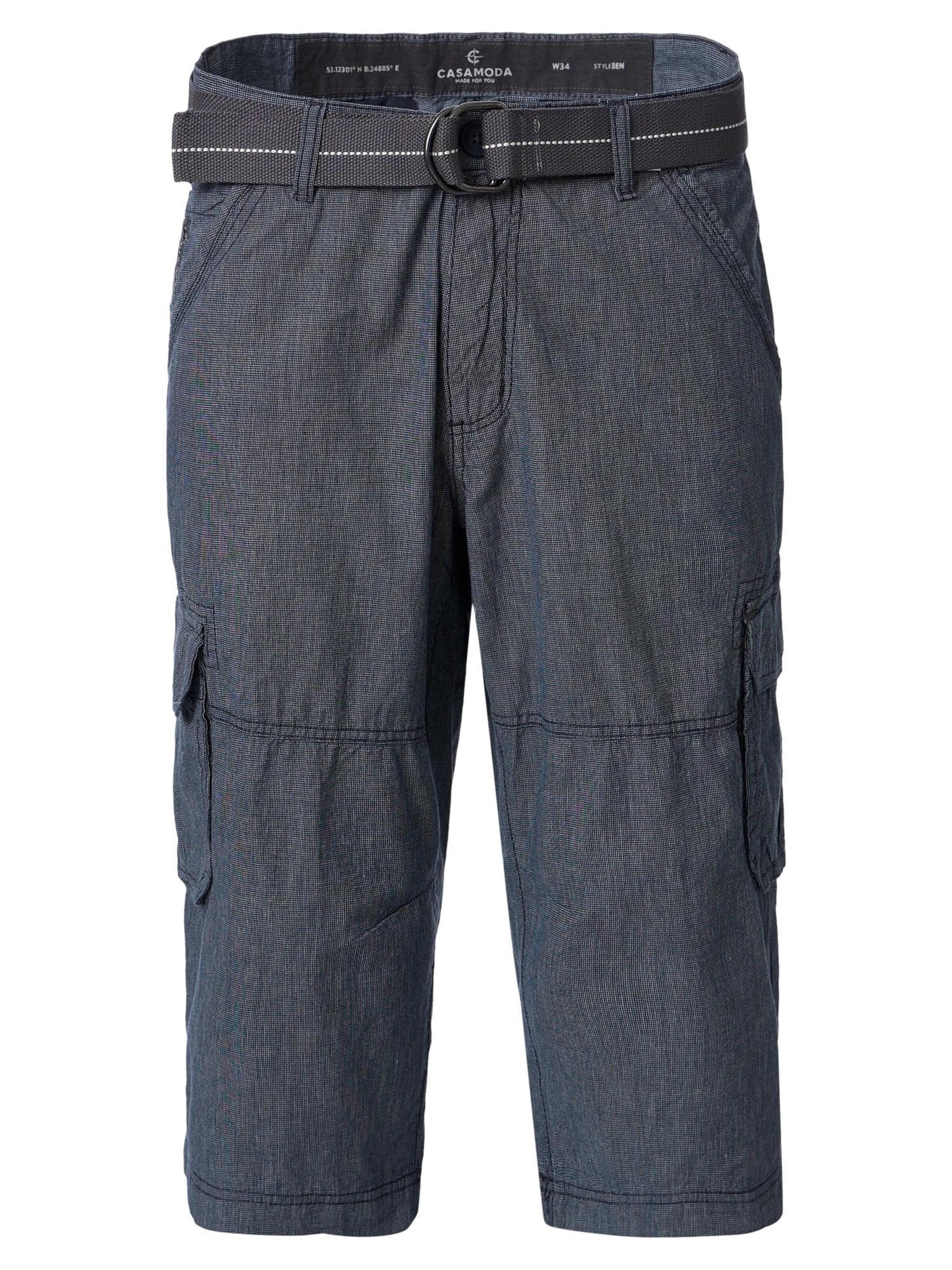 CASAMODA Regular Cargo Pants 'Cargo-Bermuda 3/4' in Blue: front
