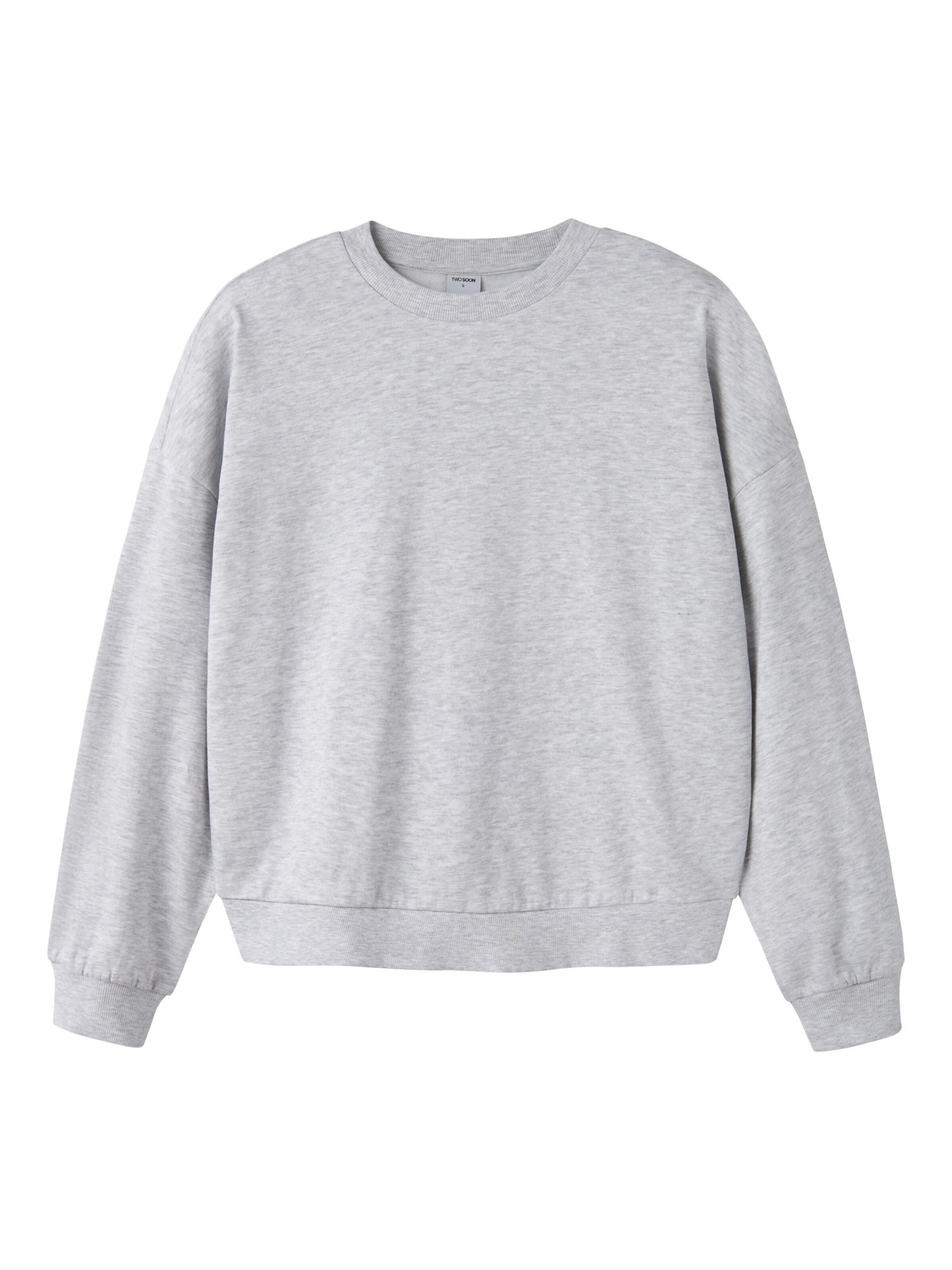 Sweat-shirt TWO SOON en gris : devant