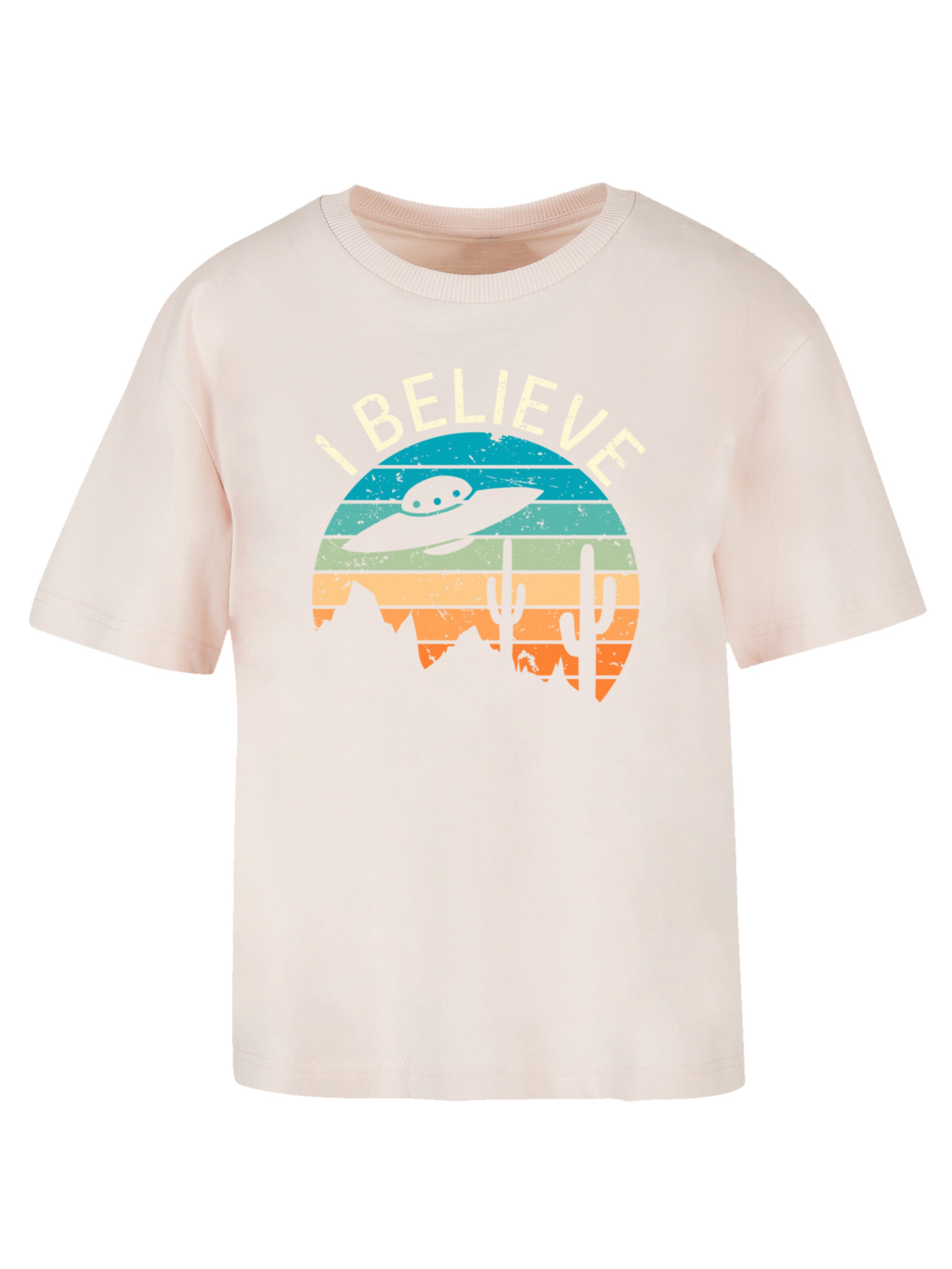T-shirt 'I Believe UFO Alien Sonnenuntergang' F4NT4STIC en rose : devant
