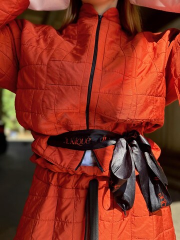 IUnique Übergangsjacke 'IUnique Terracotta Quilted Short Jacket with Belt'‌‌‌ in Rot