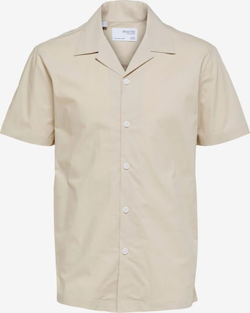 Coupe regular Chemise 'Meo' SELECTED HOMME en beige : devant