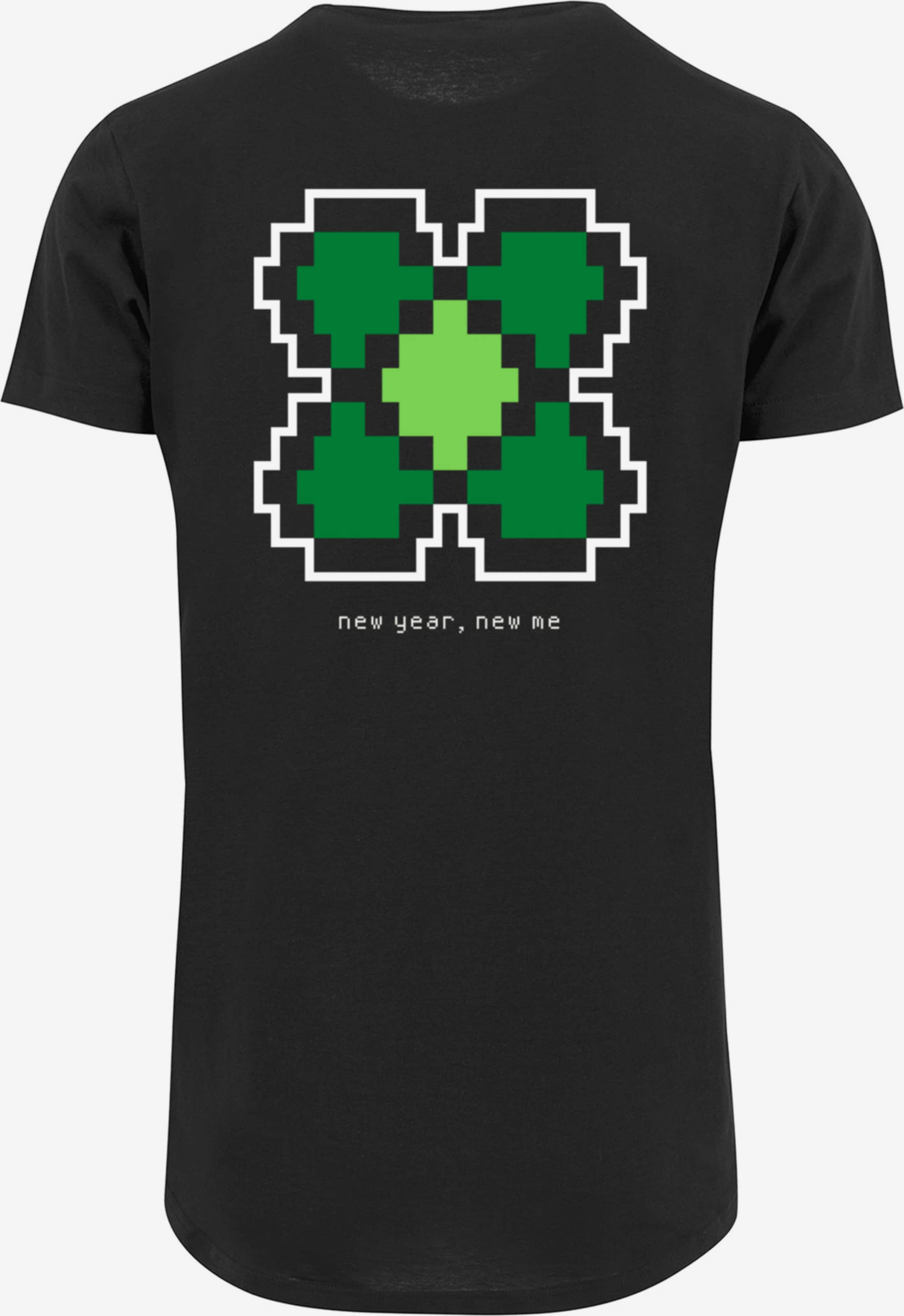 F4NT4STIC Shirt 'Silvester Happy New Year Pixel Kleeblatt' in Black | ABOUT  YOU
