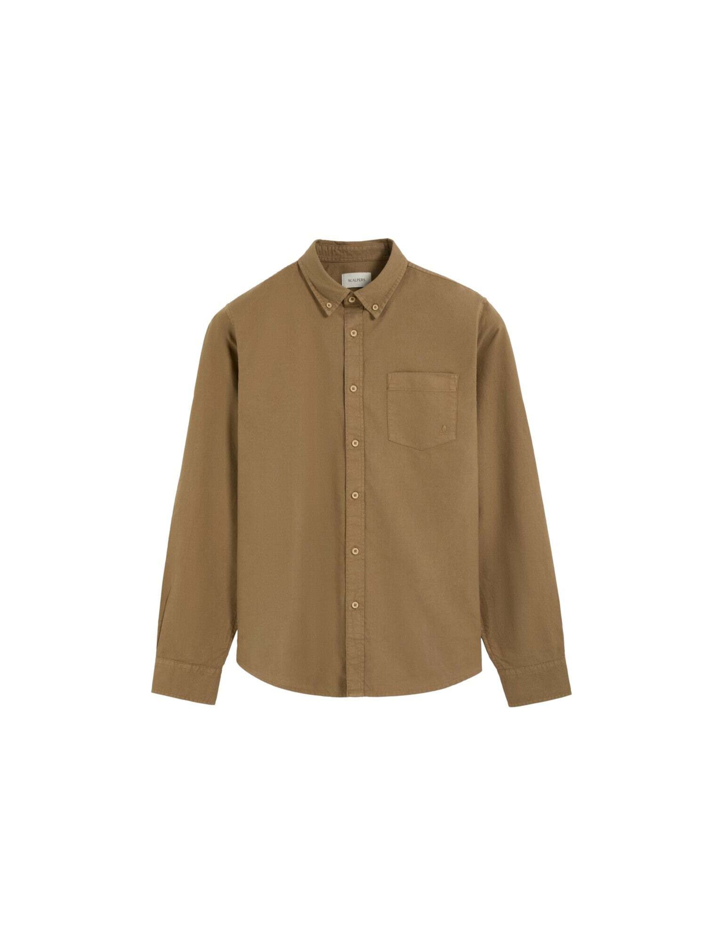 Scalpers Regular fit Overhemd in Bruin: voorkant