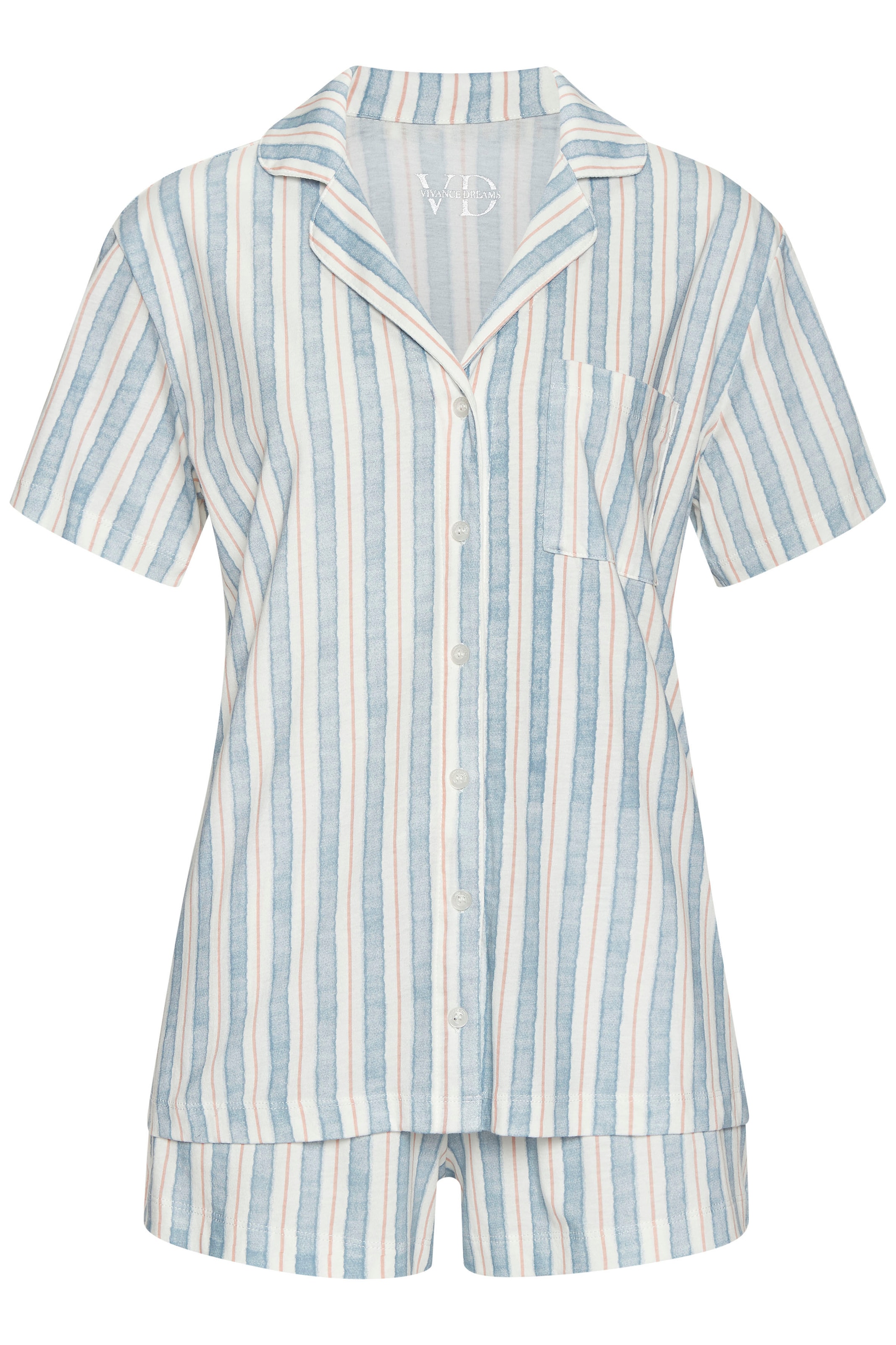 VIVANCE Pyjamas 'Dreams' i himmelblå / fersken / hvid, Produktvisning