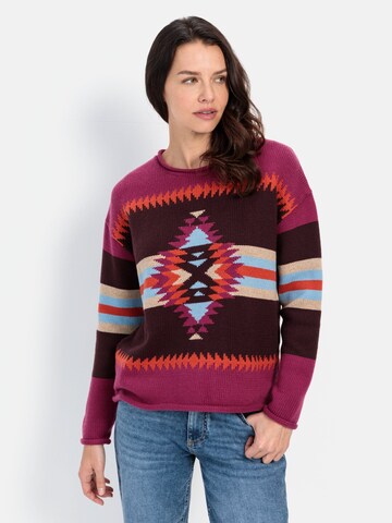 CAMEL ACTIVE Strickpullover mit eingearbeiteten Mustern in Lila: Vorderseite