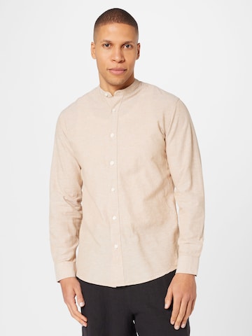 SELECTED HOMME - Ajuste estrecho Camisa en beige: frente