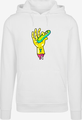 Sweat-shirt 'Rick and Morty Pickle Hand' F4NT4STIC en blanc : devant