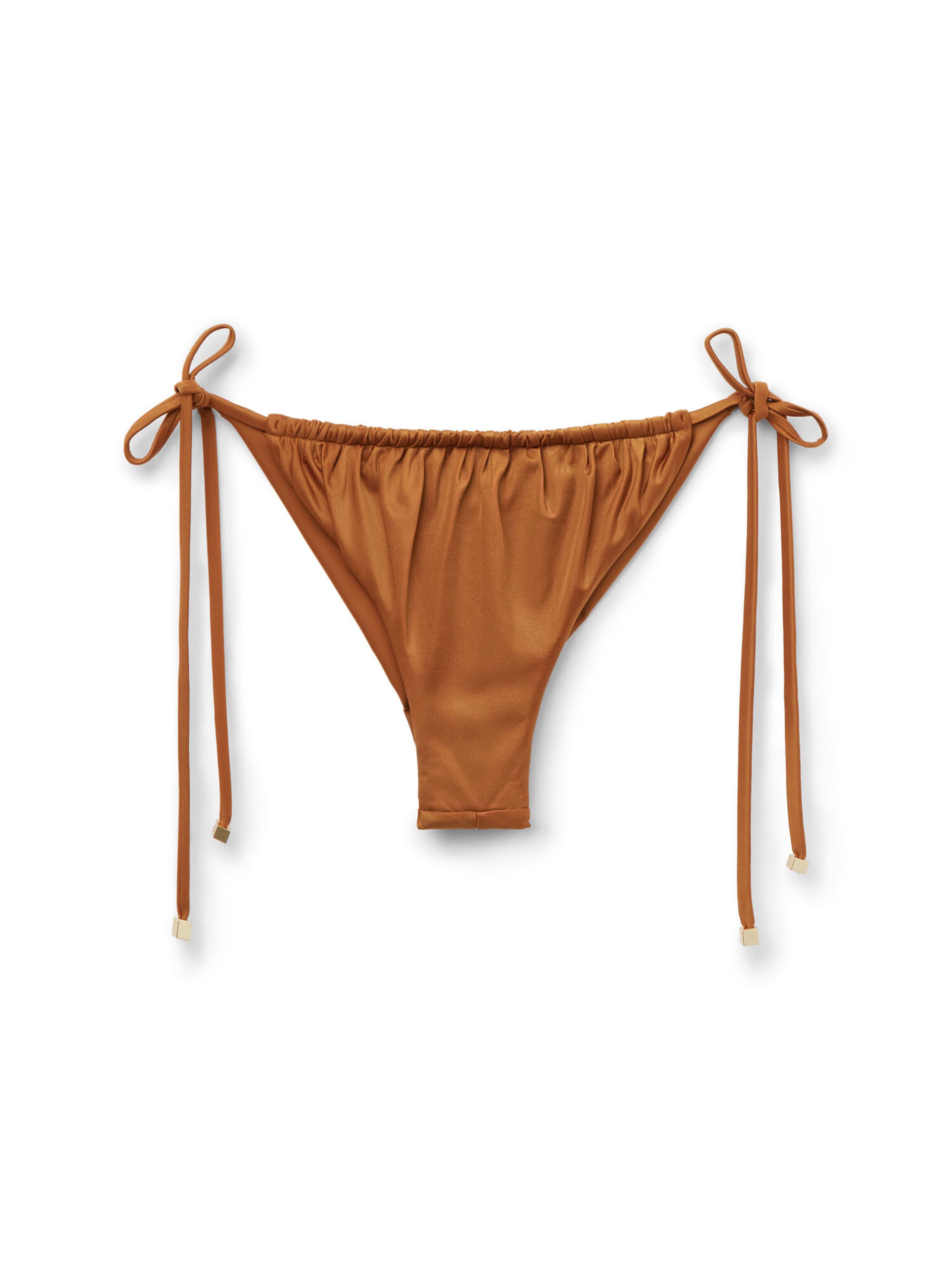 CALZEDONIA Bikini Bottoms 'Shiny Satin' in Brown: front