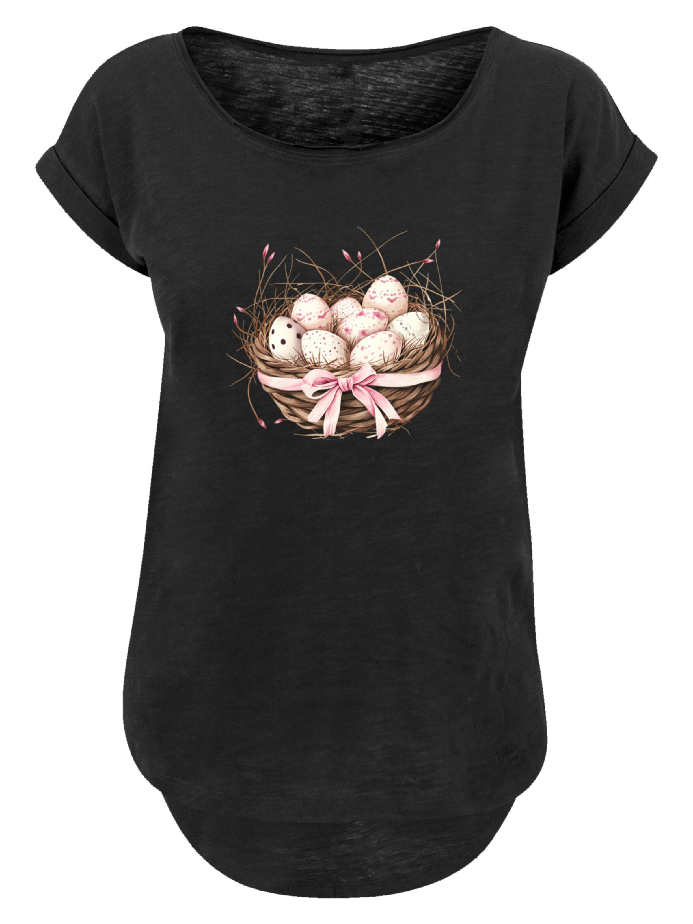 F4NT4STIC Shirt 'Osterei Nest Korb Dekor' in Black: front