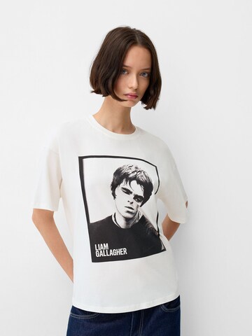 Bershka Majica | bela barva: sprednja stran