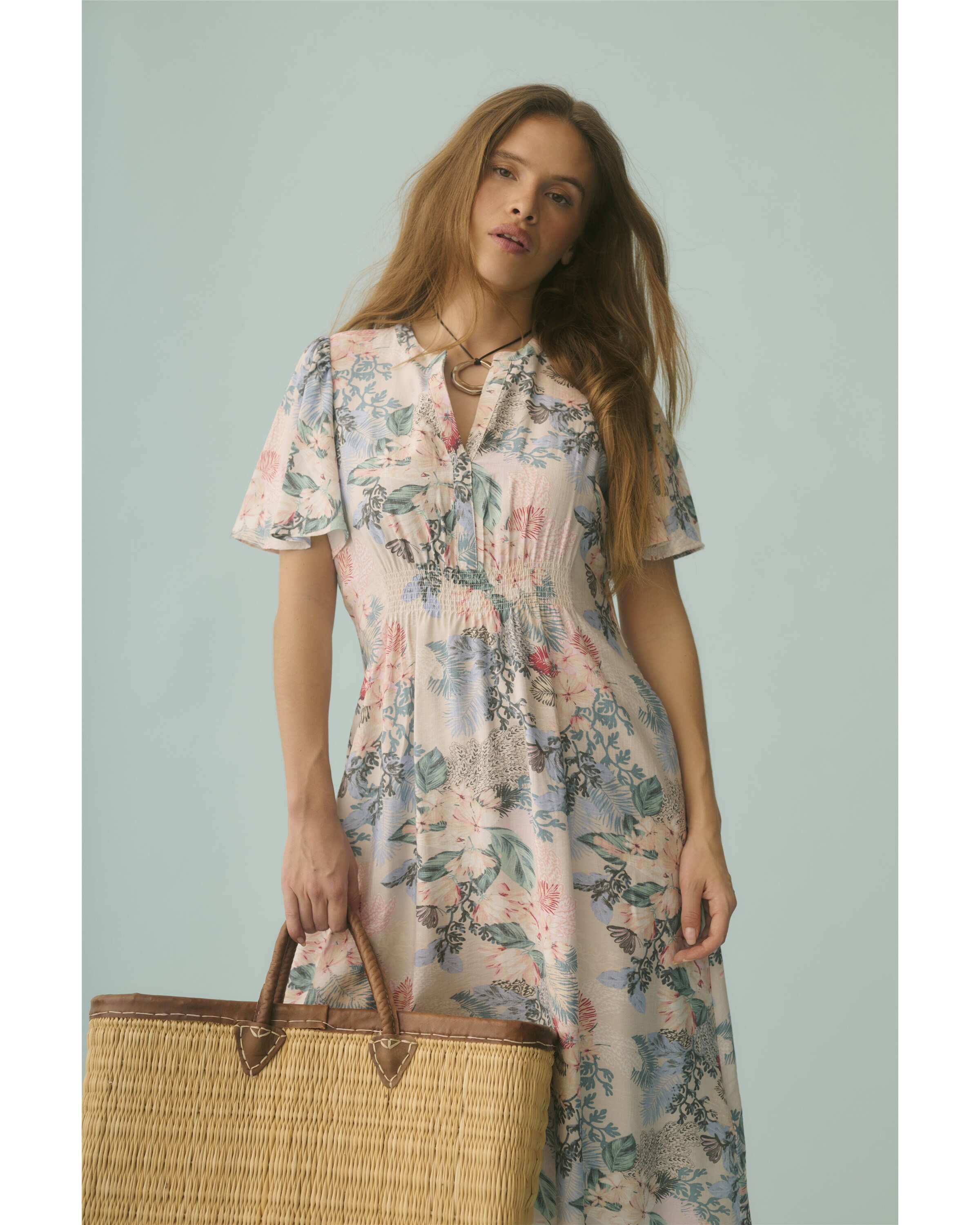 CULTURE - Vestido 'Lotus' em mistura de cores