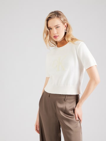 Calvin Klein Jeans Πουλόβερ σε λευκό: μπροστά