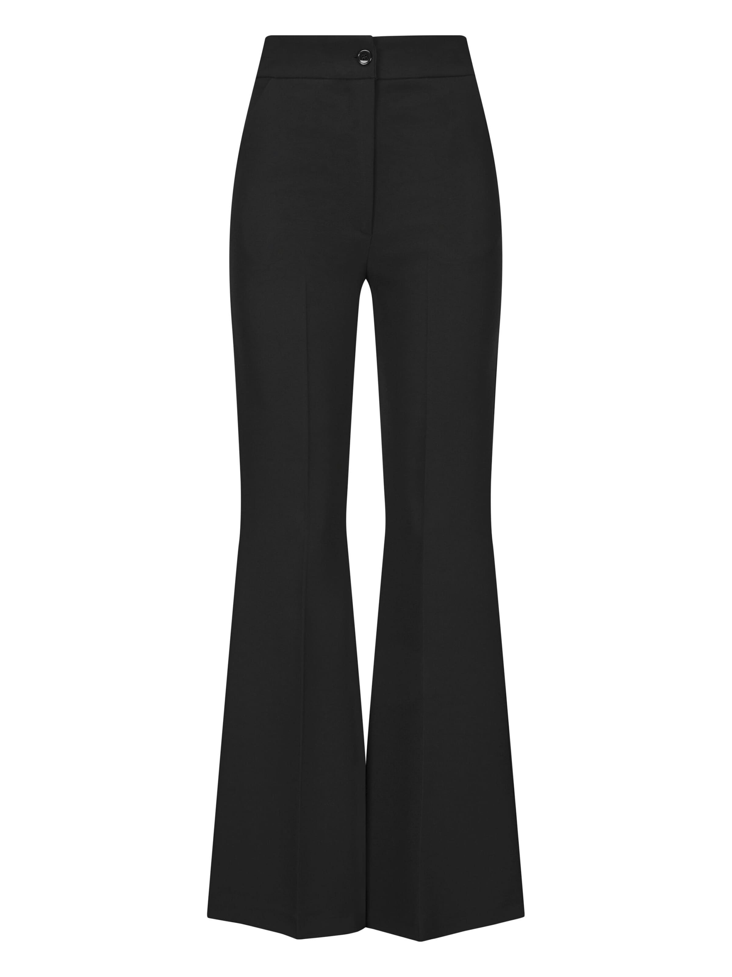 Nicowa Regular Bundfaltenhose 'CORIWI', Model ist 1,78 cm und trägt Größe 34 in Schwarz: Vorderseite