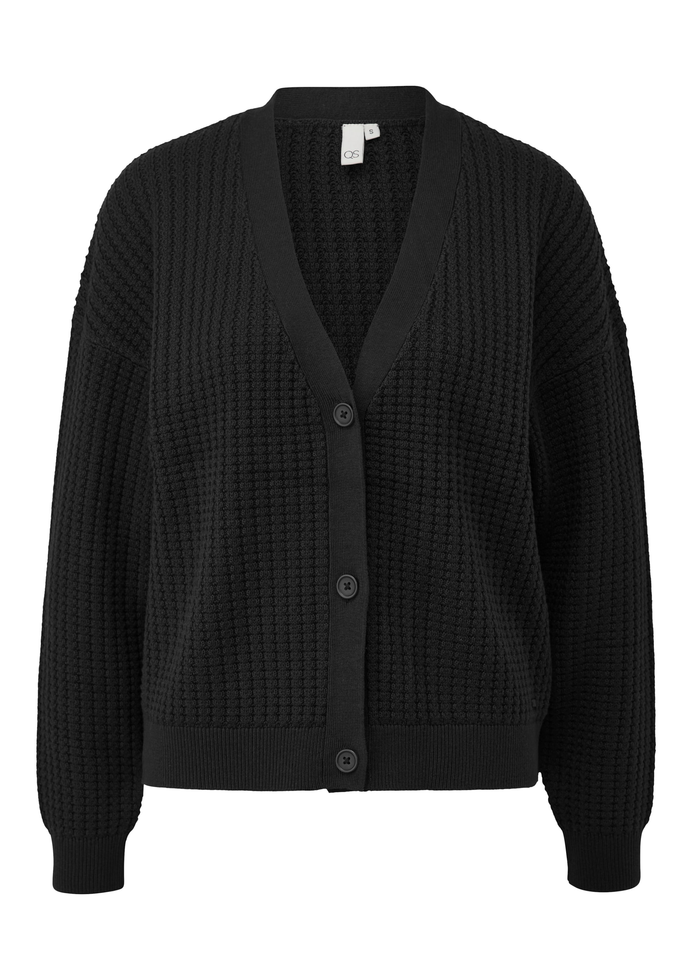 QS Gebreid vest in Zwart: voorkant