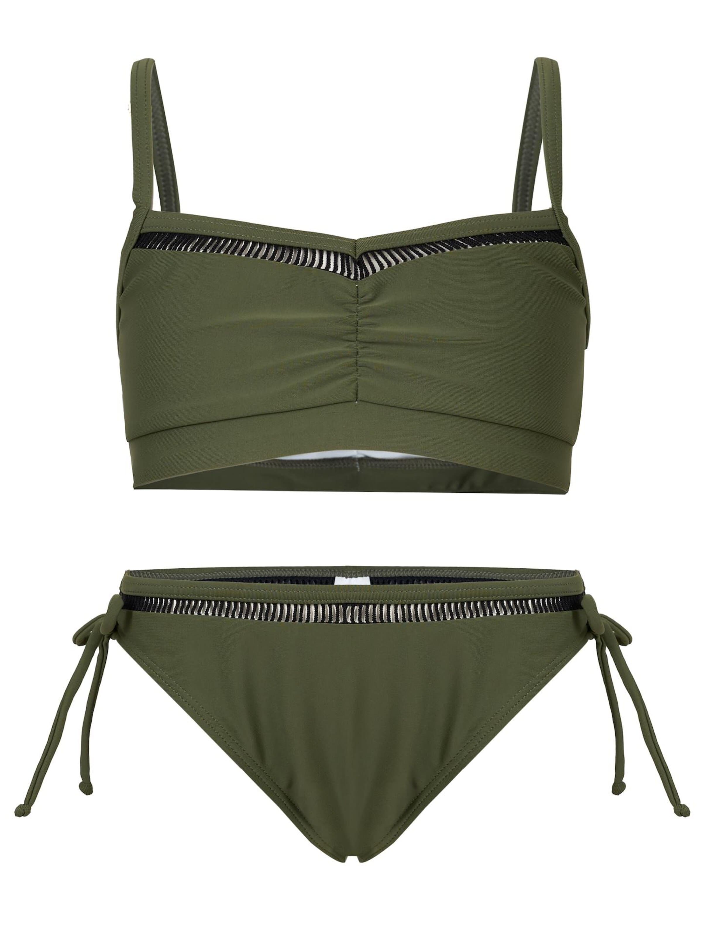 La V Triangel Bikini 'Bikini classic met kant detail' in Groen: voorkant