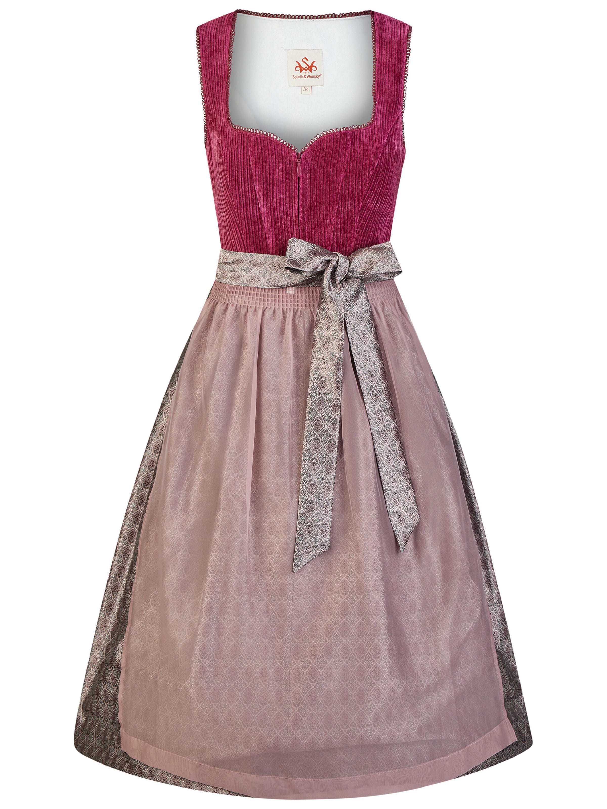 SPIETH & WENSKY Dirndl 'Hildor' mit Herzchen-Ausschnitt, Samt Cordoberteil in Lila: Vorderseite