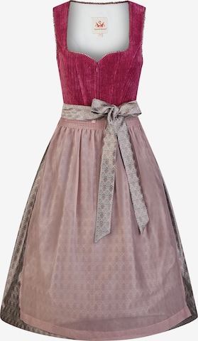 SPIETH & WENSKY Dirndl 'Hildor' mit Herzchen-Ausschnitt, Samt Cordoberteil in Lila: Vorderseite