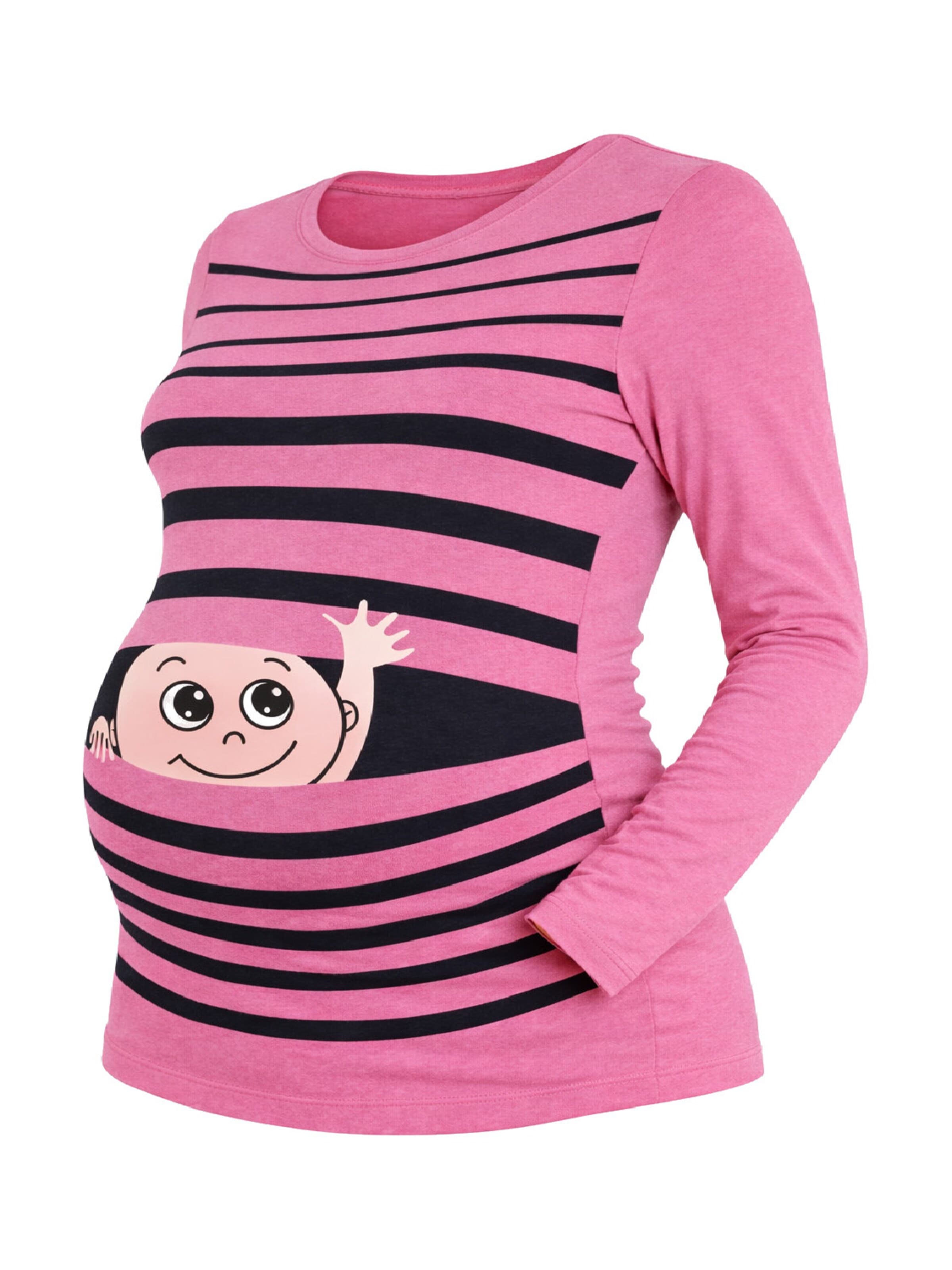 M.M.C. Shirt 'Winke Winke Umstandslangarmshirt' in Pink: front