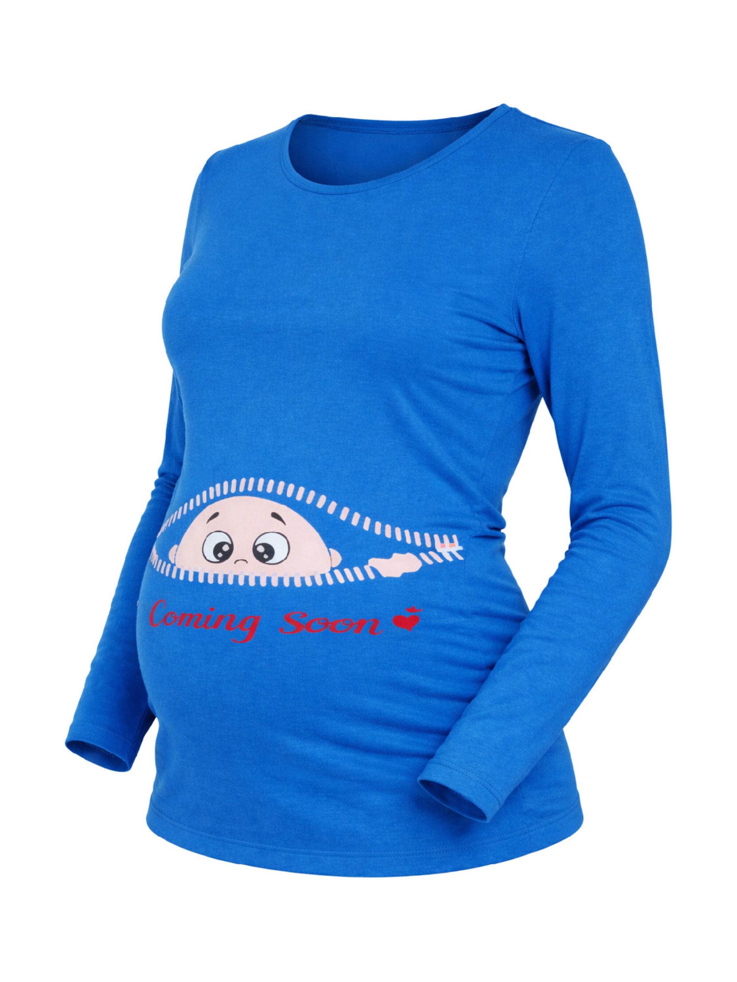 M.M.C. Shirt 'Coming Soon Umstandslangarmshirt' in Blue: front