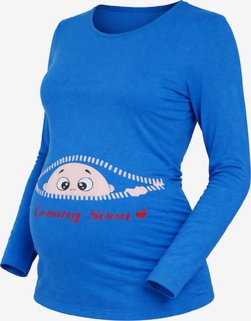 M.M.C. Shirt 'Coming Soon Umstandslangarmshirt' in Blue: front