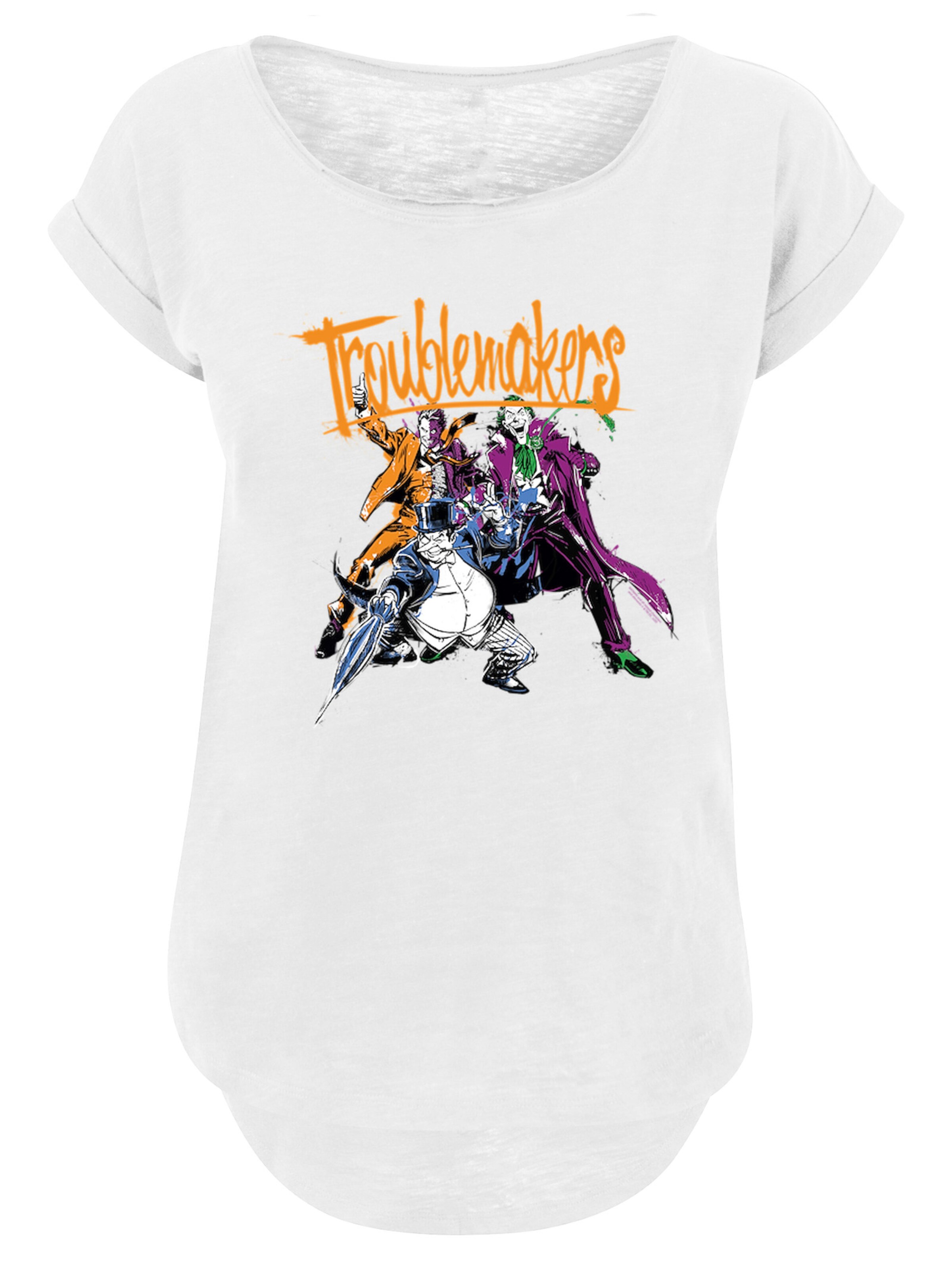 F4NT4STIC Shirt 'DC Comics Batman Troublemakers' in Wit: voorkant