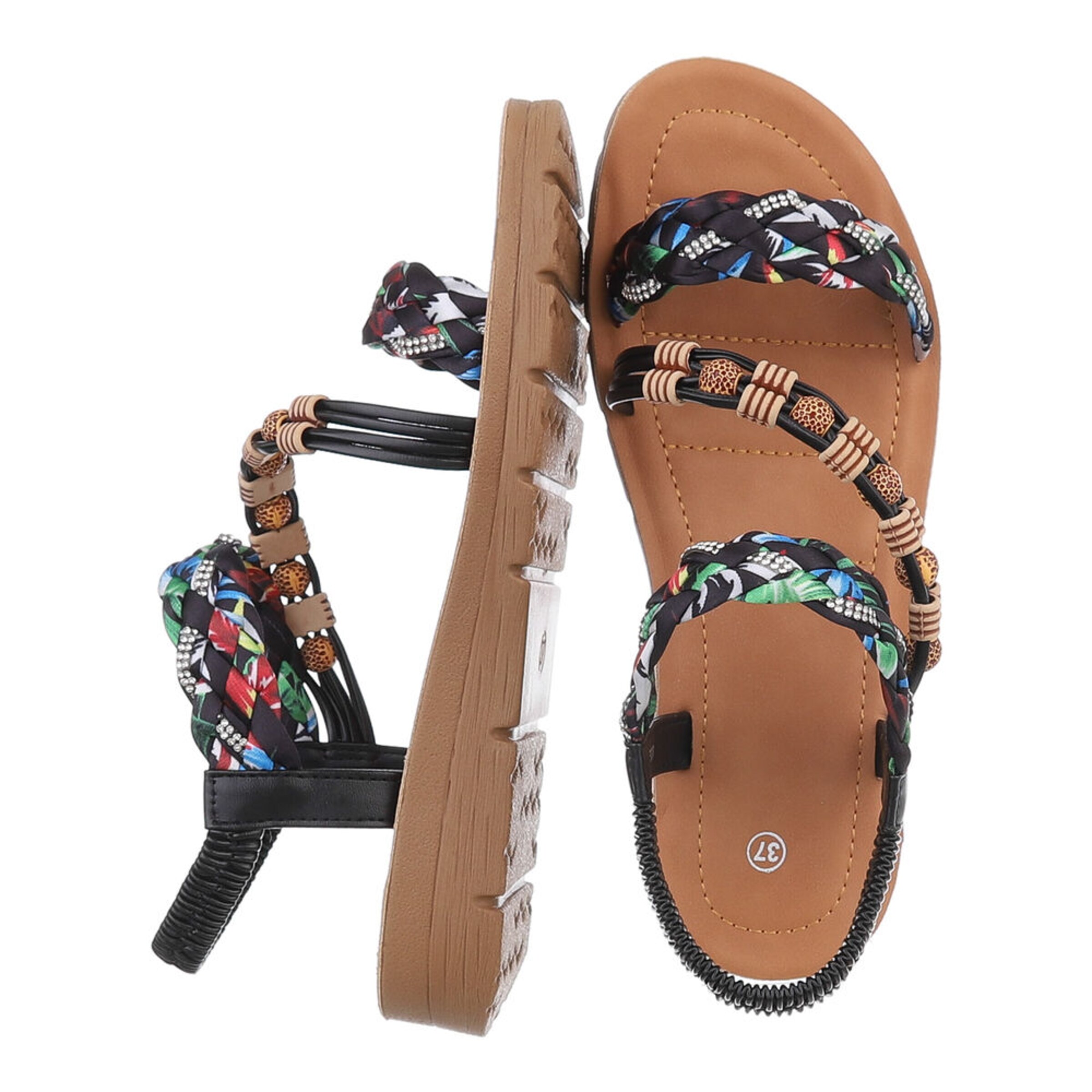 Ital-Design Strap Sandals in Black
