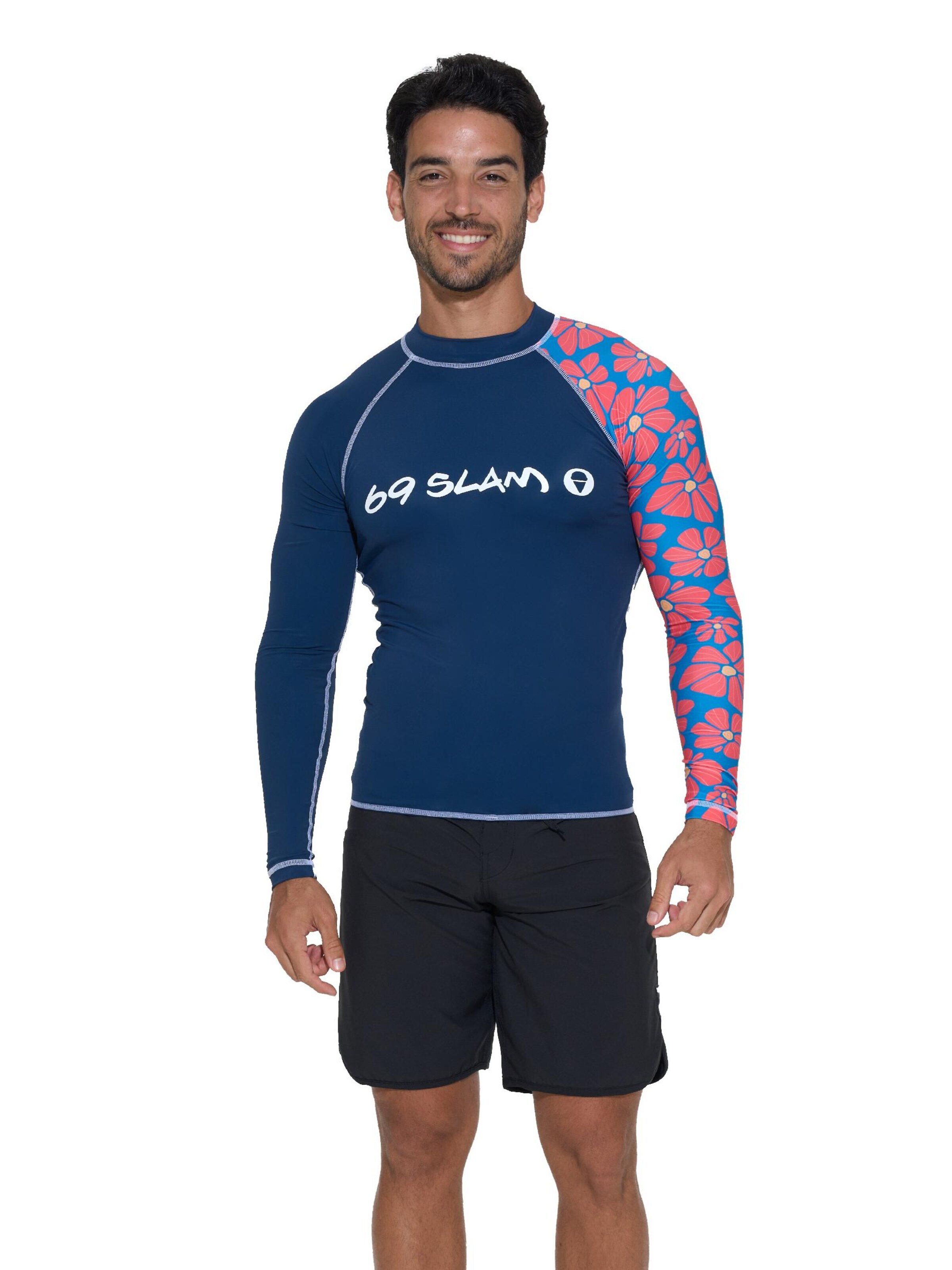 69Slam - Camiseta funcional 'DIEGO UPF50 FLORA MYRIAD' en azul: frente