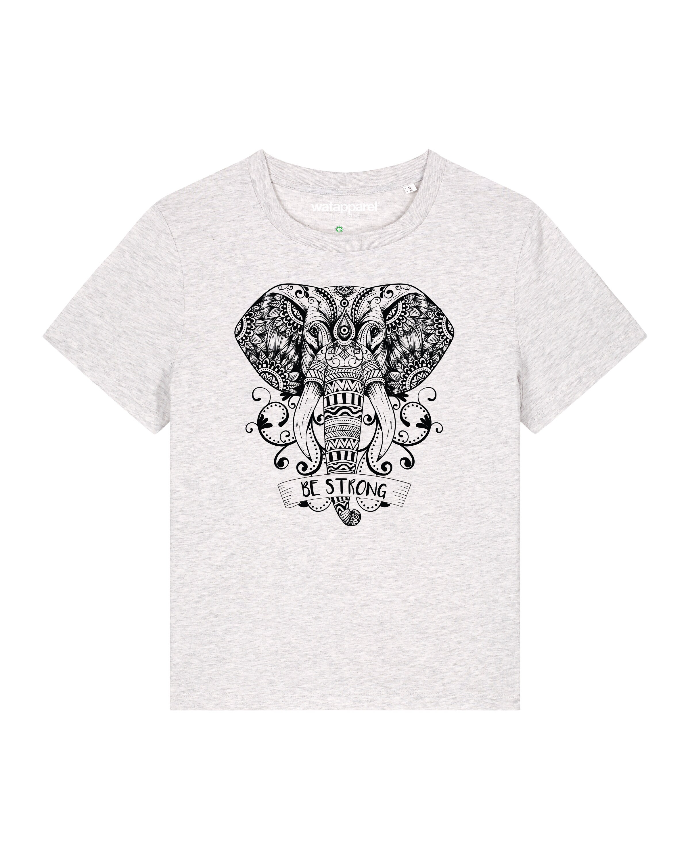 Maglietta 'Mandala Elephant' di Watapparel in grigio: frontale